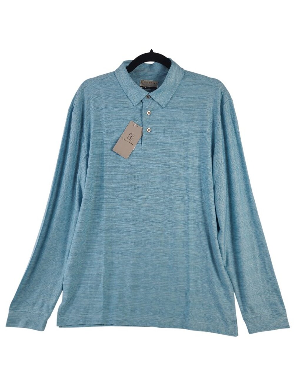 NEW PGA Tour Men's Delphinium Heather Long-Sleeve Polo Shirt UPF 12+ Sz M